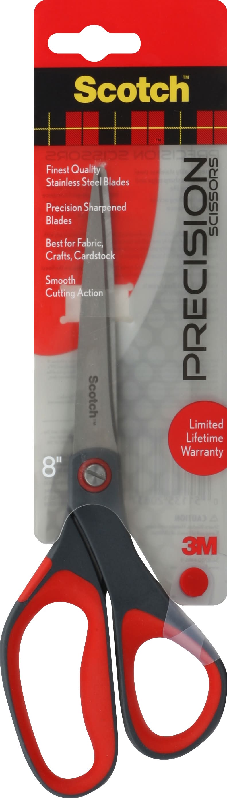 Scotch Stainless Steel Multipurpose Precision Scissors, 8 in, Red-Black