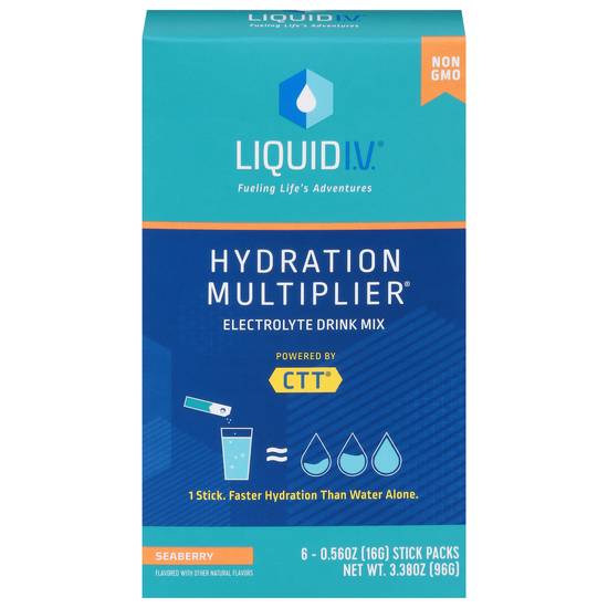 Liquid I.v. Hydration Multiplier Seaberry Electrolye Drink Mix (6 ct, 3.38 oz )