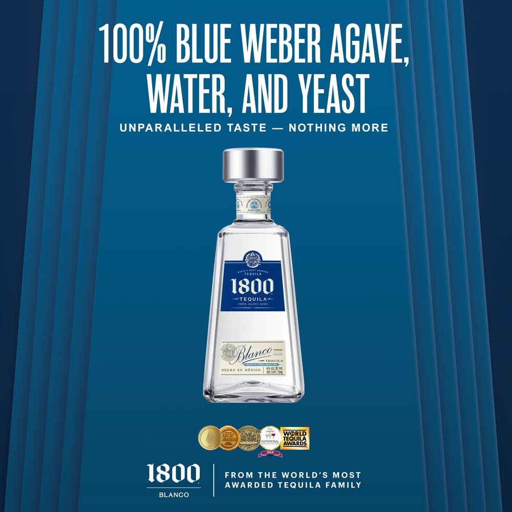 1800 100% Agave Azul Blanco Tequila (750 ml) | Postmates