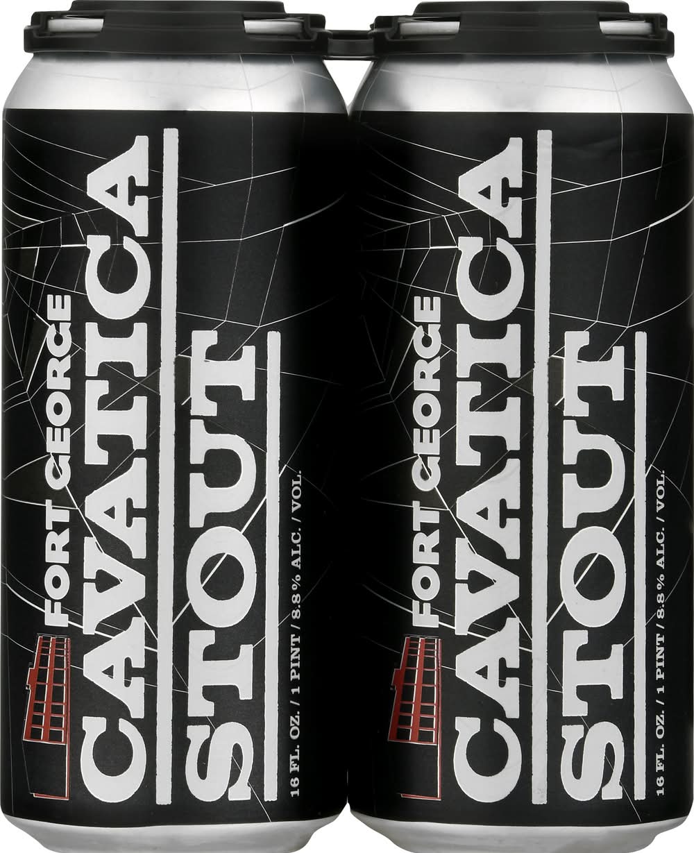 Fort George Cavatica Domestic Stout Beer (4 x 16 fl oz)