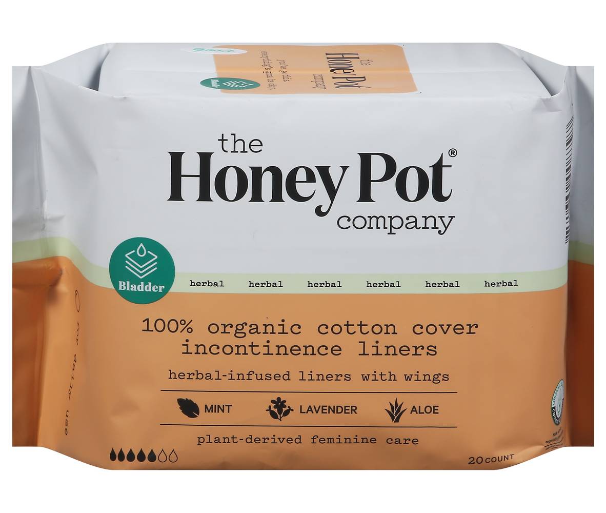 The Honey Pot Organic Cotton Cover Incontinence Liners With Wings, Women (0.4 oz, 20 ct)