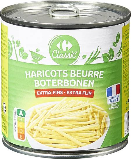 Haricots beurre extra-fins CARREFOUR CLASSIC' - la boite de 220g net égoutté