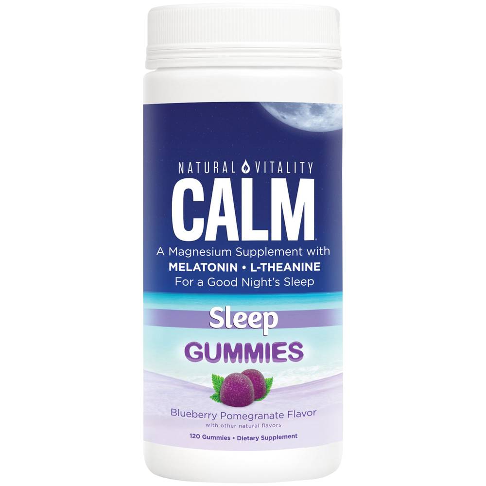 Calm Magnesium Sleep Gummies - With Melatonin And L-Theanine - Blueberry Pomegranate (120 Gummies)