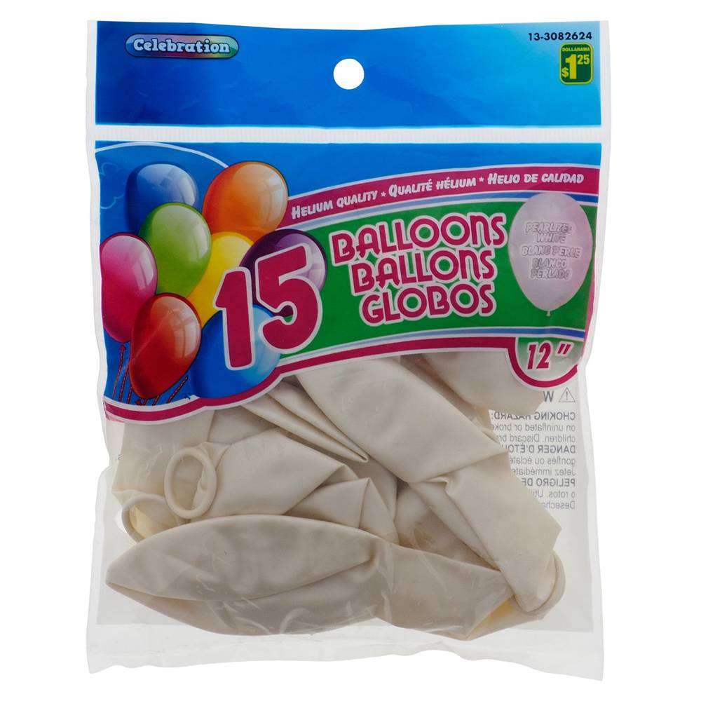 Pearlized Finish Balloons, White (20 ct)