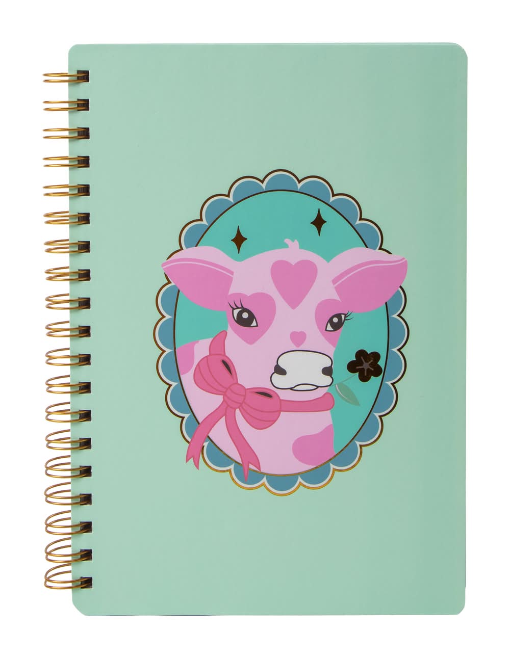 Twin Wire Spiral Bound Journal Teal with Cow