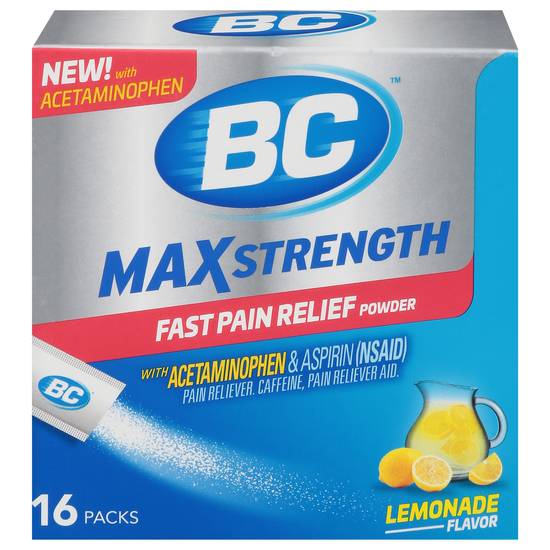 Bc Max Strength Fast Pain Relief Powder Sticks Lemonade