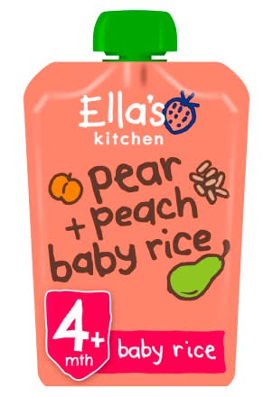 Ella's Kitchen Organic Pear and Peach Baby Rice Baby Pouch 4+ Months (120g)