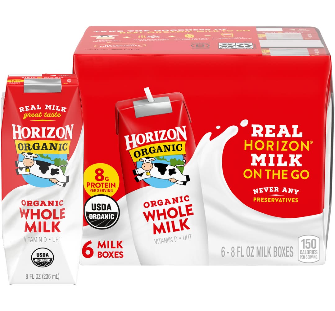 Horizon Organic Shelf-Stable Organic Whole Milk (6 x 8 fl oz)
