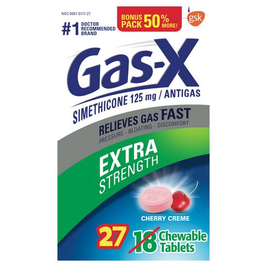 Gas-X Tablets Extra Strength Cherry Creme Antigas (27 ct)