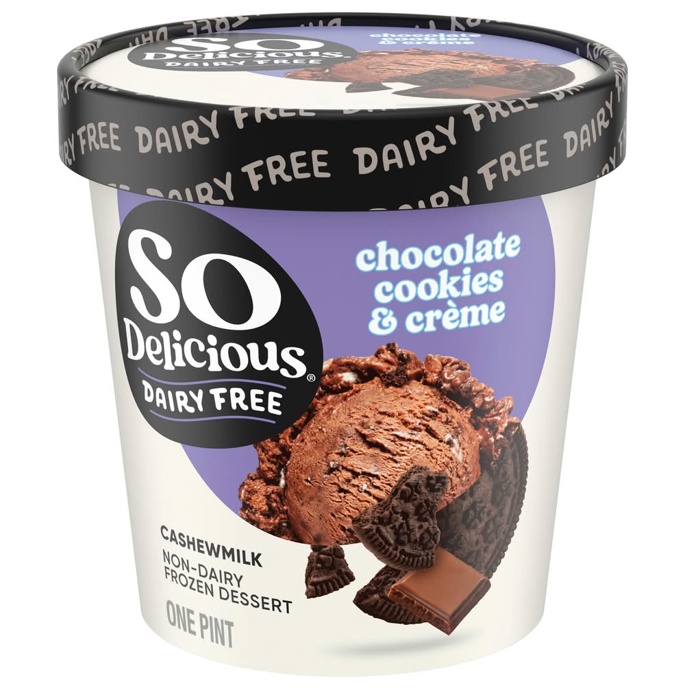 So Delicious Cashewmilk Non-Dairy Frozen Ice Cream, Chocolate Cookies & Crème (1 pint)