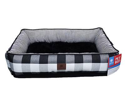 Akc Black Buffalo Check Cuddler Pet Bed (28" x 22")