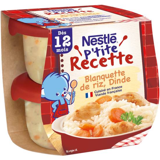 Nestle - P'tite recette blanquette riz dinde dès 12 mois (2 pièces)