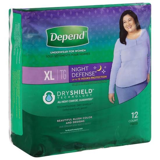 Depend Night Defense Xl Women Underwear