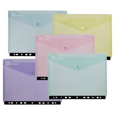 Snopake Reborn Polyfile Ring Binder Wallet A4 Pastel (5 pack) (assorted)