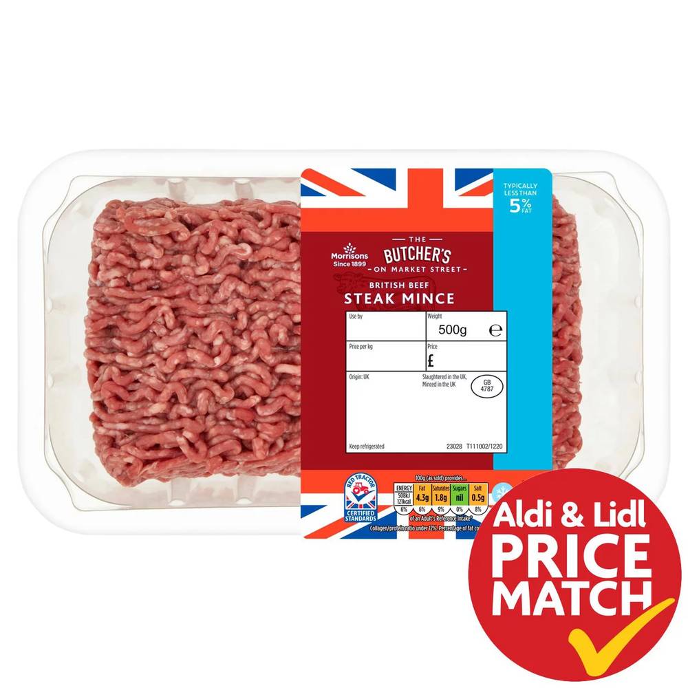 Morrisons The Butcher's on Market Street British Beef Steak Mince (500g)