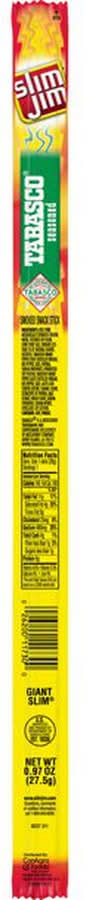 Slim Jim Snack Stick Smoked Tabasco Seasoned Giant