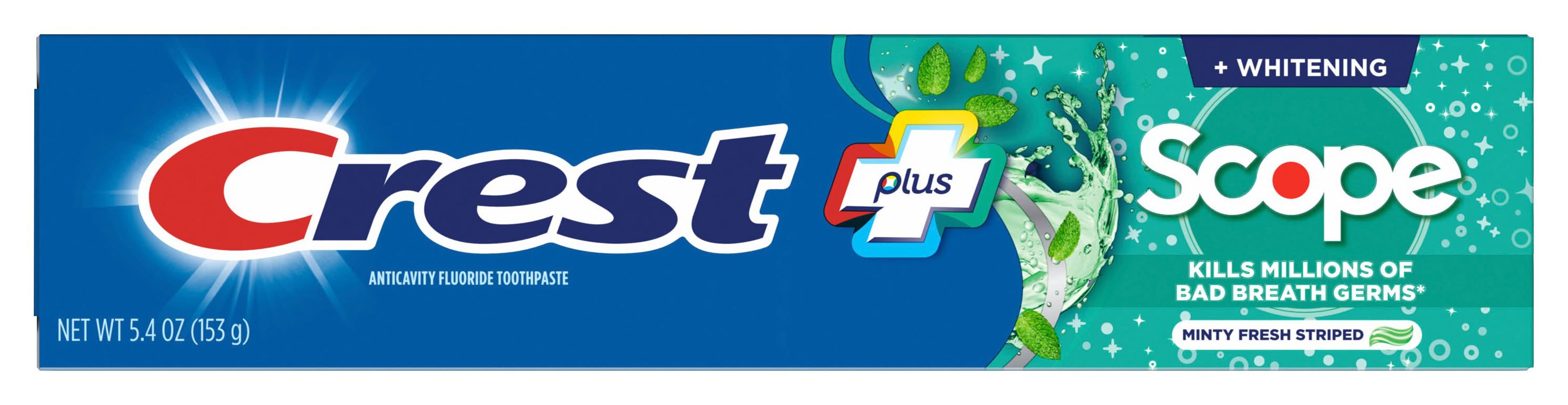 CREST Plus Anticavity Fluoride Complete Whitening Scope Toothpaste, Minty Fresh (5.4 oz)