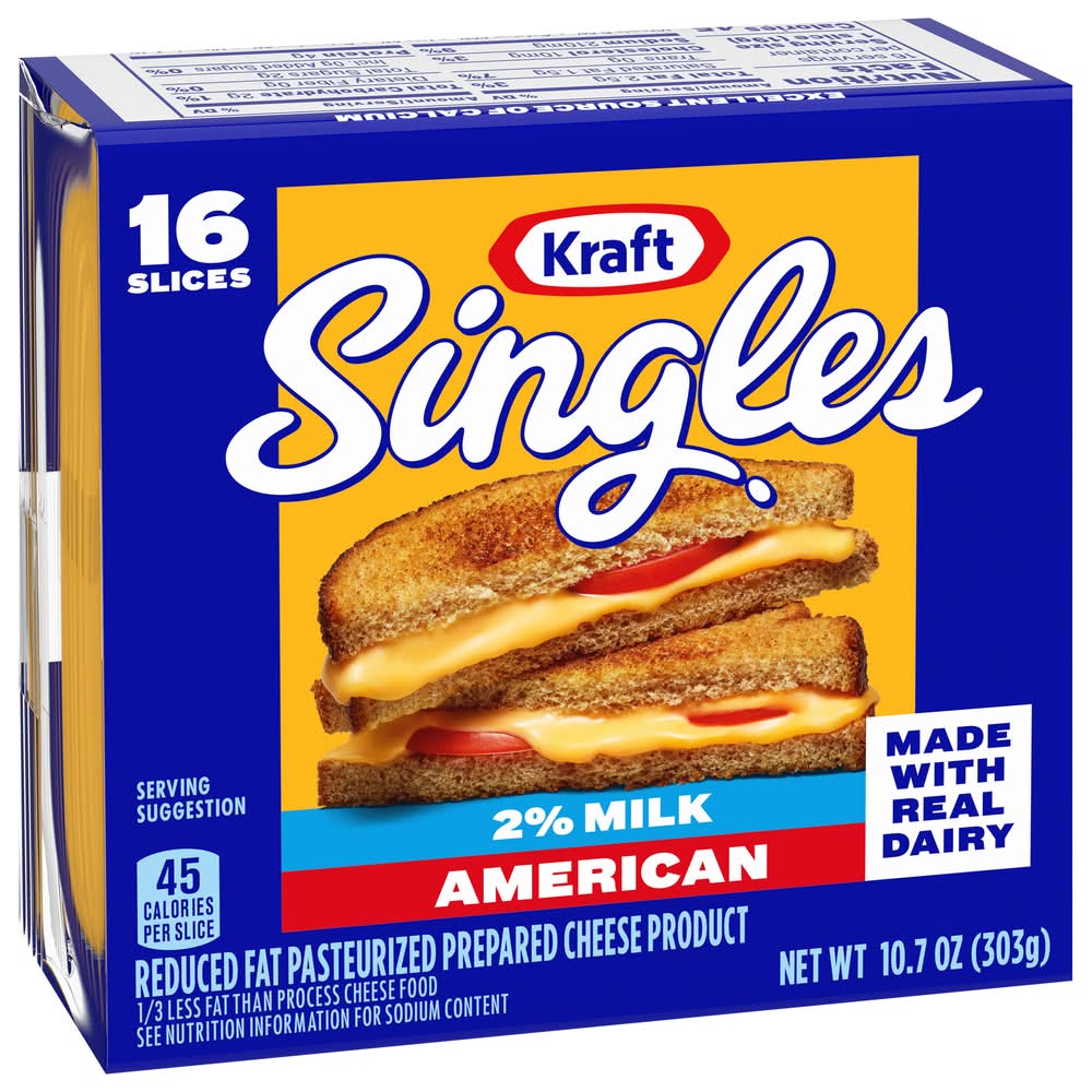 Kraft Singles 2% Milk American Cheese Slices (10.7 oz, 16 ct)