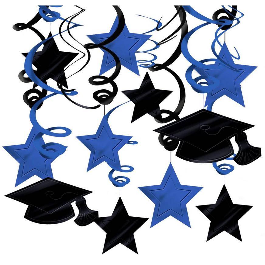 Blue Graduation Swirl Decorations 30ct