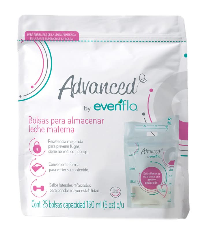 Evenflo · Advanced bolsas para almacenar leche materna capacidad de 150 ml (25 un)