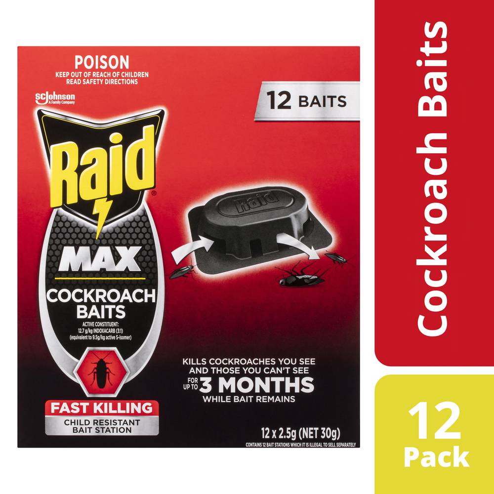 Raid Max Cockroach Baits (30g, 12 pack)