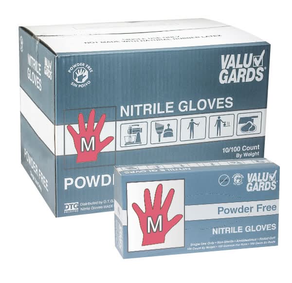 Valugards Nitrile Powder Free Gloves, Medium (100 ct)