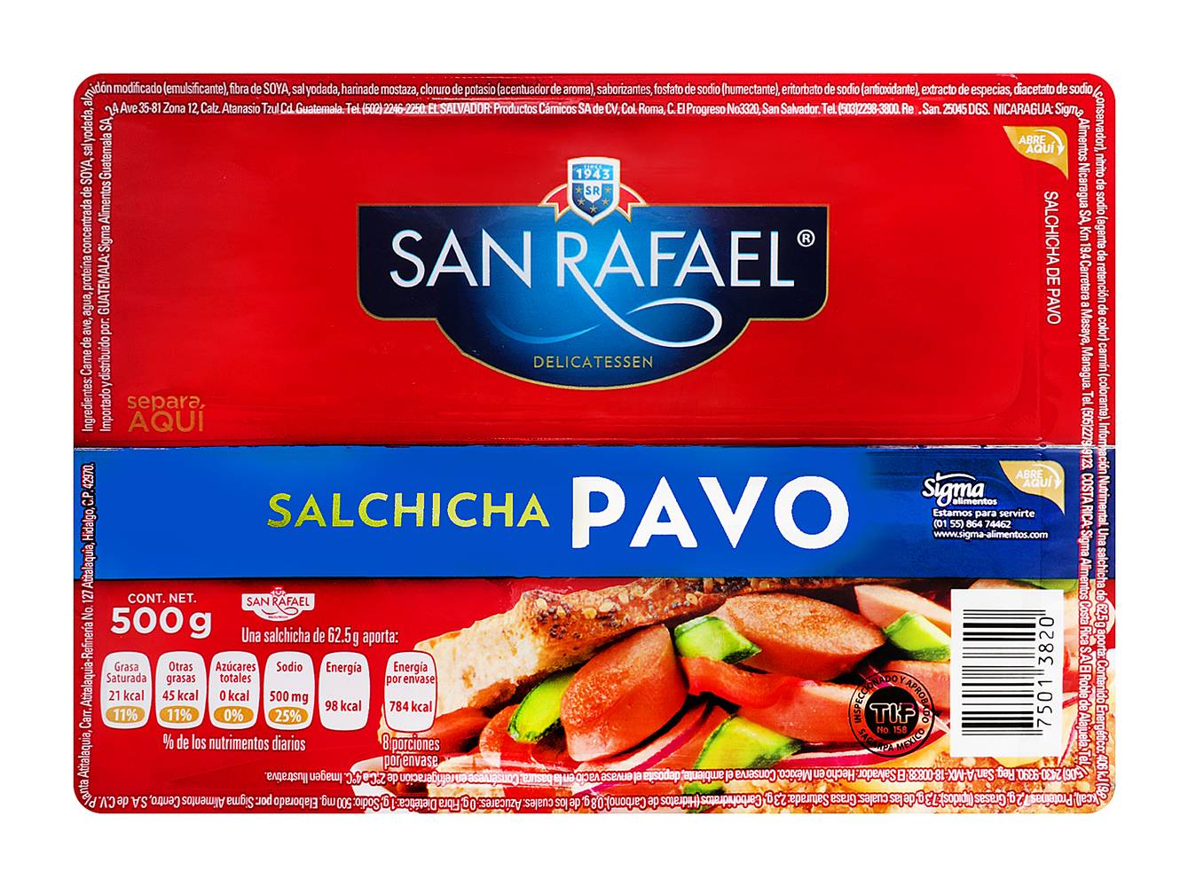 San Rafael · Salchichas de pavo (500 g)