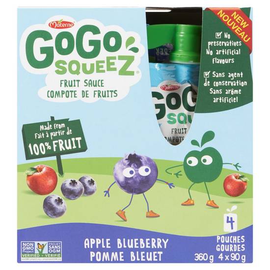 Gogo squeez  goûter aux fruits (360 g) - apple blueberry pouches (4 x 90 g)
