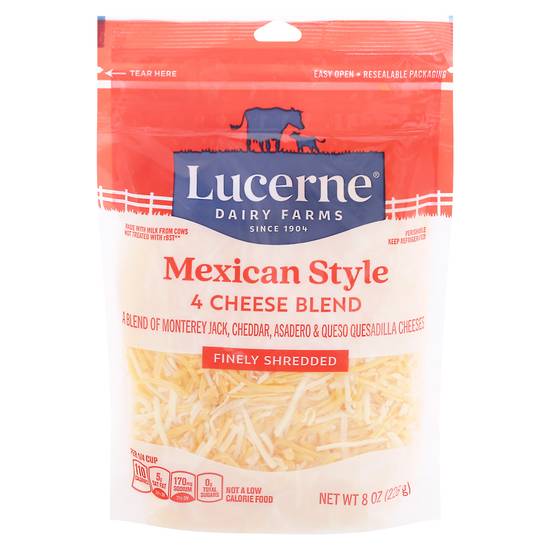 Lucerne Finely Shredded Mexican Style 4 Cheese Blend