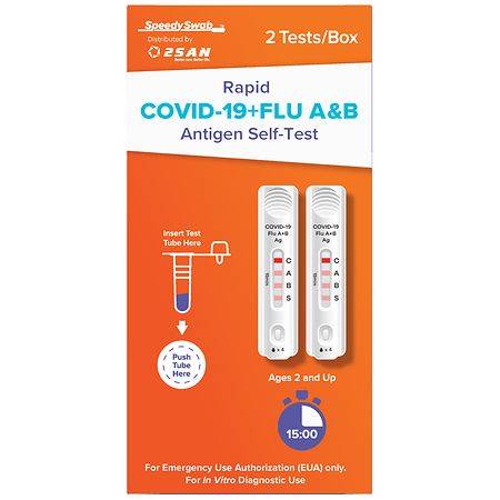 SpeedySwab Rapid COVID-19 + Flu A&B Antigen Self-Test - 2.0 ea