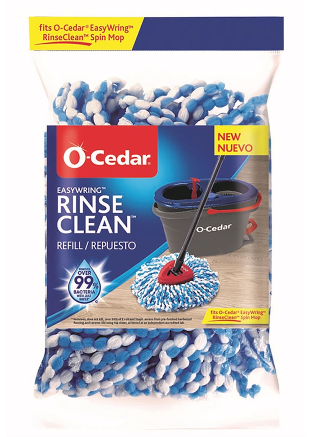 O-Cedar Easy Wring Rinse Clean 2 In. Wet Microfiber Mop Replacement 1 Pk