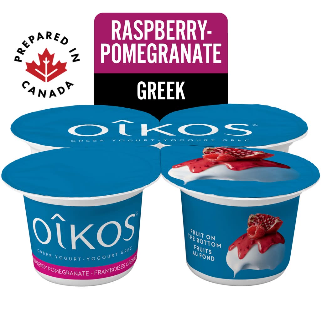 Oikos Greek Yogurt, Raspberry-Pomegranate (400 g, 4 ct)