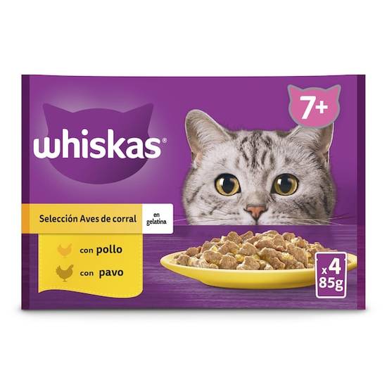 Alimento para gatos senior aves en gelatina Whiskas bolsa 340 g
