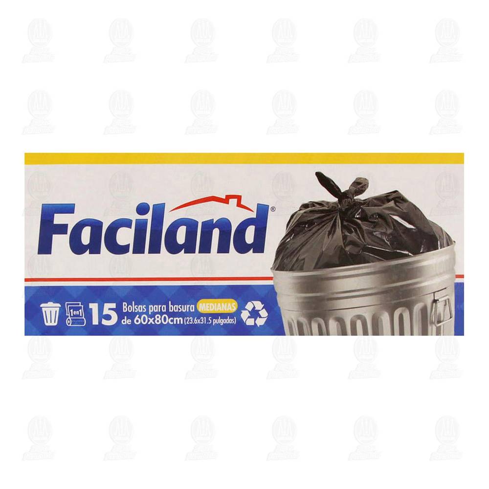 Faciland · Bolsas desechables para basura, M (15 un)