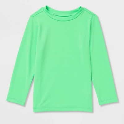 Toddler Long Sleeve Solid Swim Rash Guard Top - Cat & Jack™ Bright Green 2T