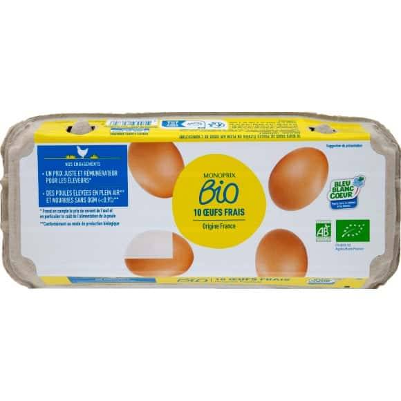 Monop Biologique Oeuf Bio Frais La Boîte De 10