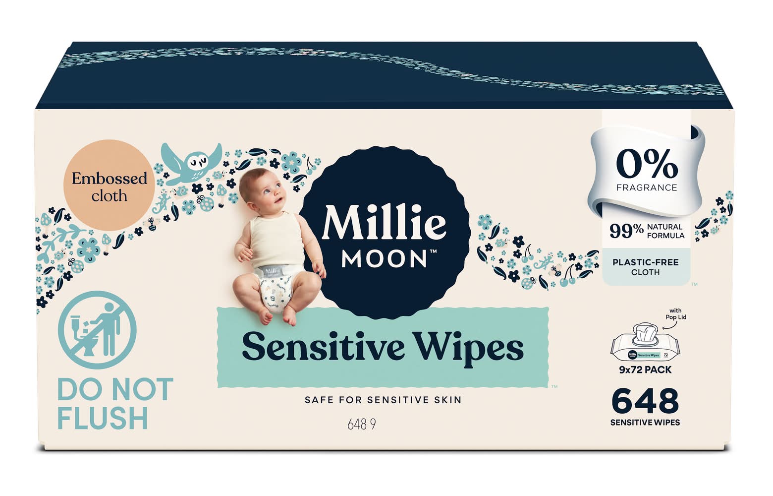 Millie Moon Sensitive Wipes, Jumbo (648 ct)