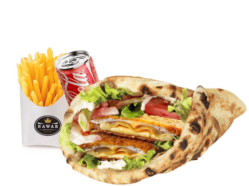 Menu sandwich cheese naan cordon bleu
