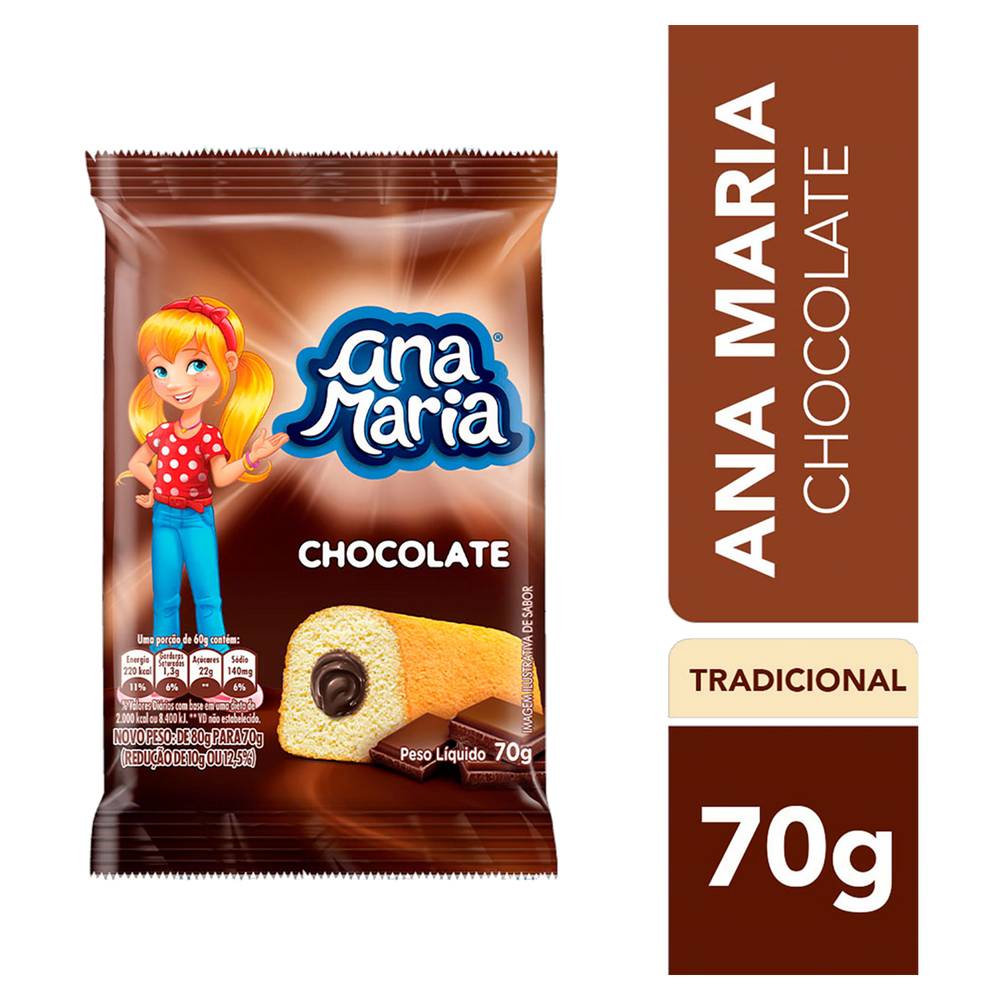 Ana maria bolinho de baunilha com recheio de chocolate (70 g)