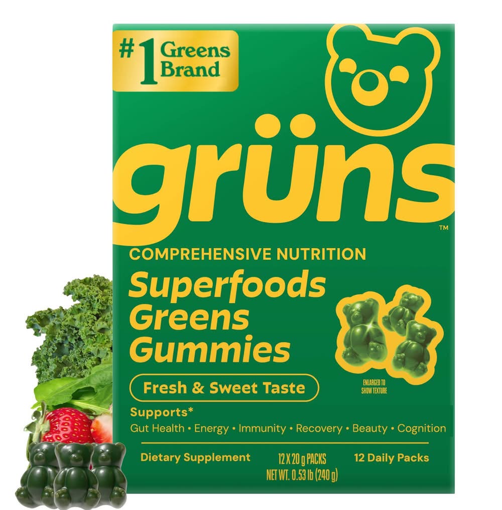 Gruns Adult Low Sugar Superfoods Greens Gummies (12 x 0.04 lbs)