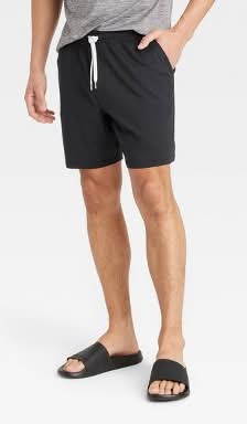 All In Motion Soft Stretch Shorts, Men, L, Black
