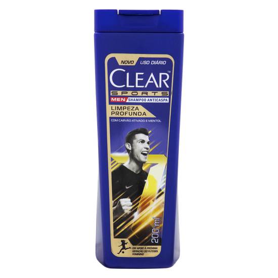 Clear shampoo sports men anticaspa limpeza profunda com carvão ativado e mentol (200ml)