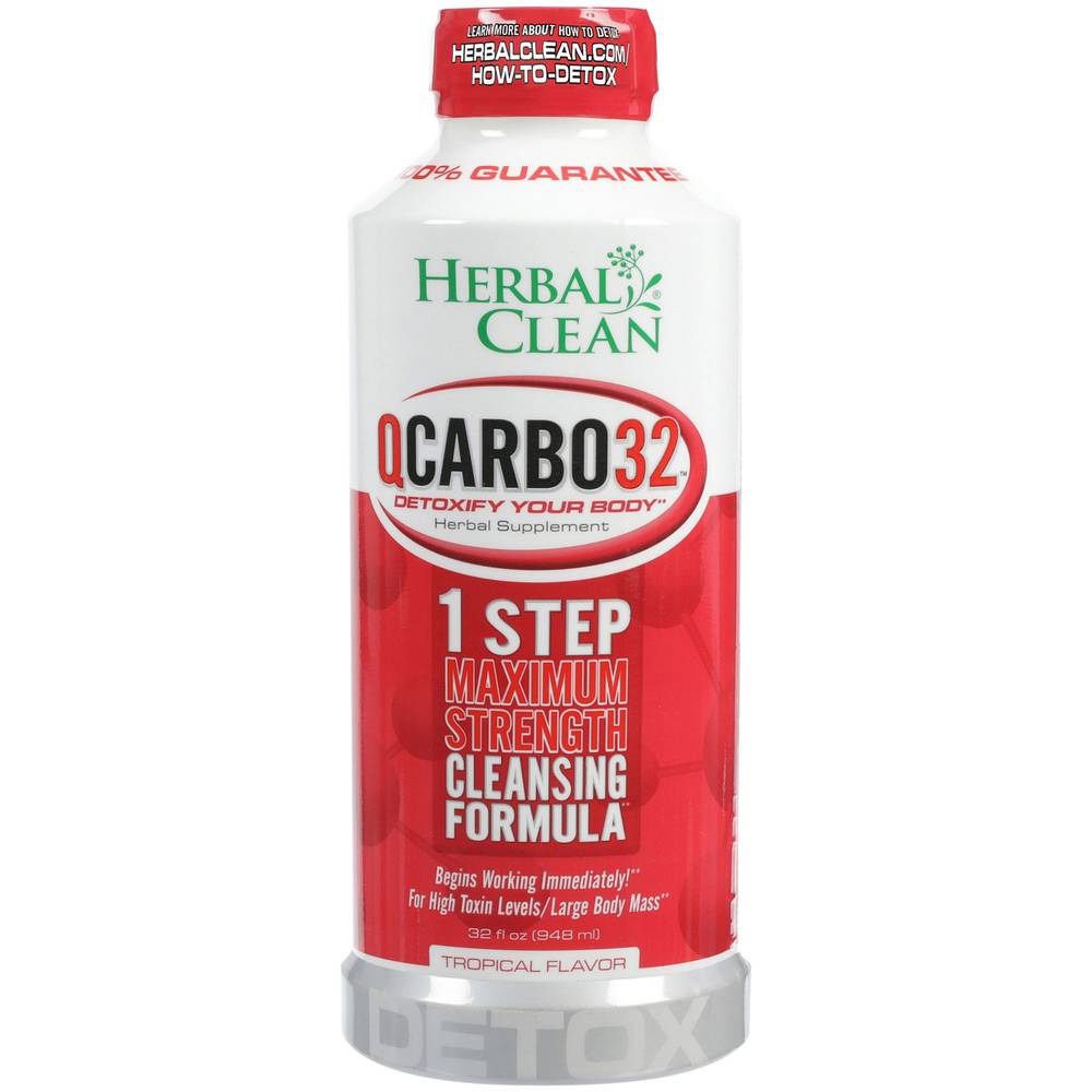 Herbal Clean Qcarbo32 1 Step Maximum Strength Cleansing Formula, Tropical (32 fl oz)