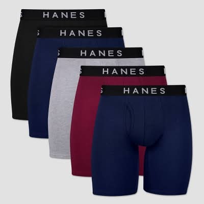 Hanes Premium Stretch Long Leg Boxer Briefs, Men, XL, Assorted (5 ct)