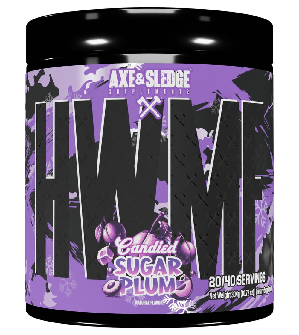 Axe & Sledge Supplements Hwmf High Stim Pre-Workout Drink Mix, Candied Sugar Plum (10.7 oz)