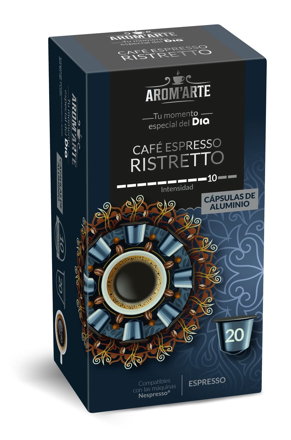 Café En Cápsulas Espresso Ristretto Arom'Arte  De Dia Caja 20 Unidades