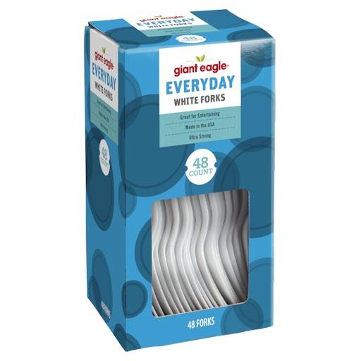 Giant Eagle Everyday White Plastic Forks, 48 Count