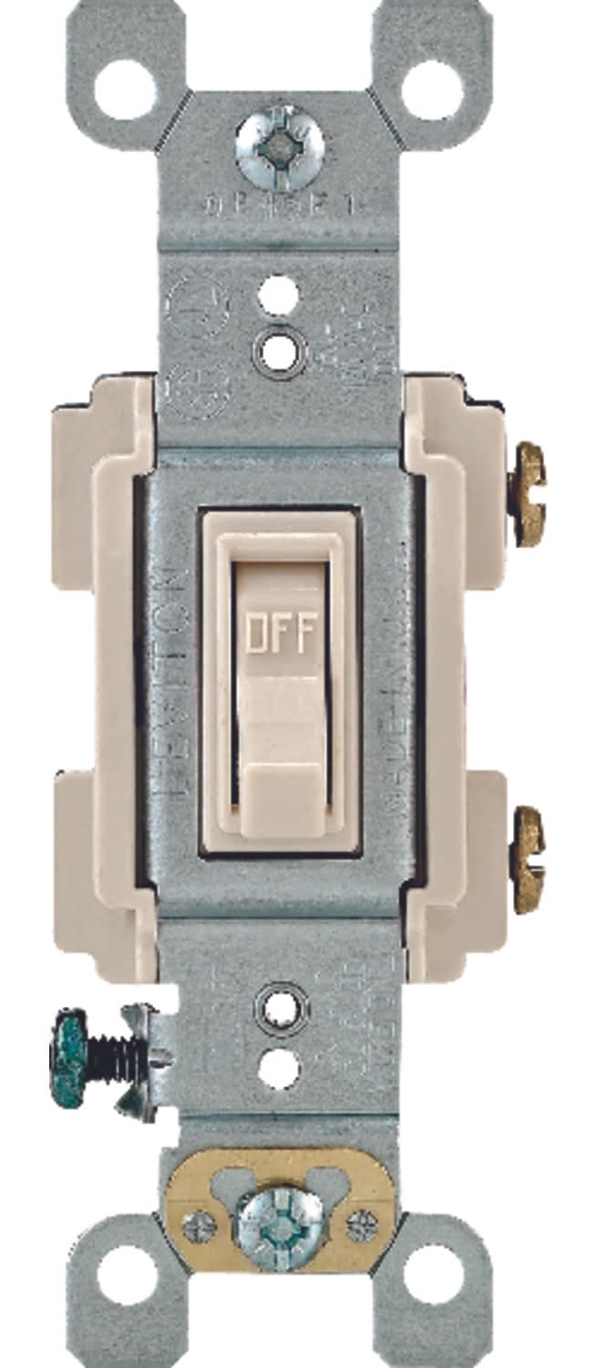 Leviton Framed 15 Amps Toggle Switch Light Almond 1 Pk