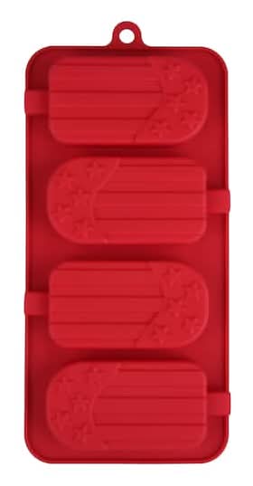 Makery Usa Flag Silicone Popsicle Mold, Red