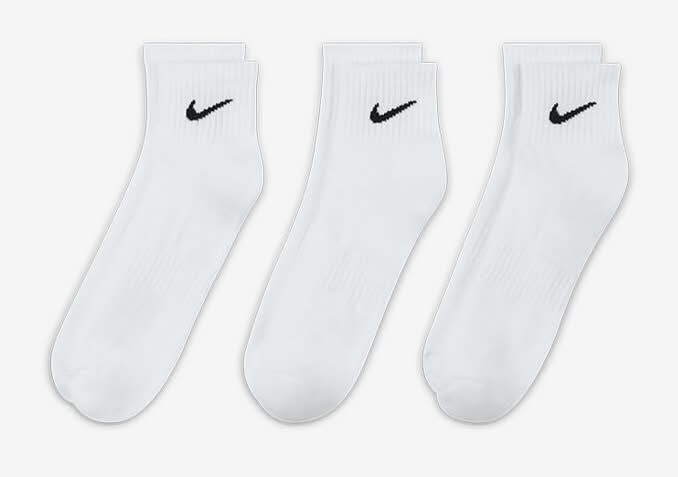 Nike Everyday Cushioned Training Ankle Socks, L, White (3 ct)